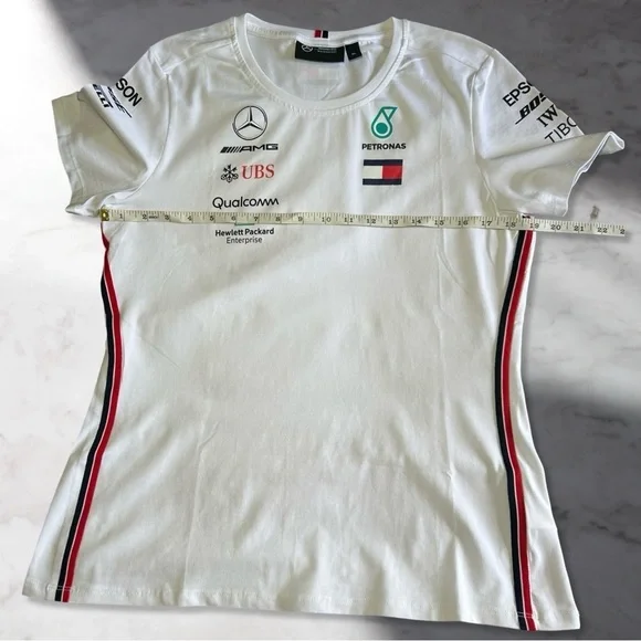 Mercedes Benz AMG Petronas 2019 Formula 1 Women’s Crewneck Tee In White Size XL - Picture 7 of 15